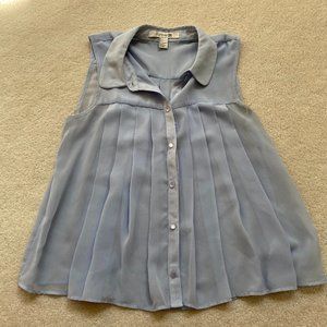 Forever 21 Sky Blue Collared Sleeveless Blouse